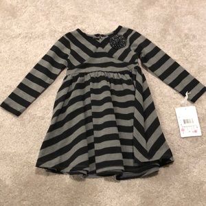 Pippa & Julie Black Grey Stripe Dress
